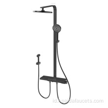 Sus 304 Stainless Steel Brushed Rain Rain Exposed Wall Mounted Shower Faucet Hitam